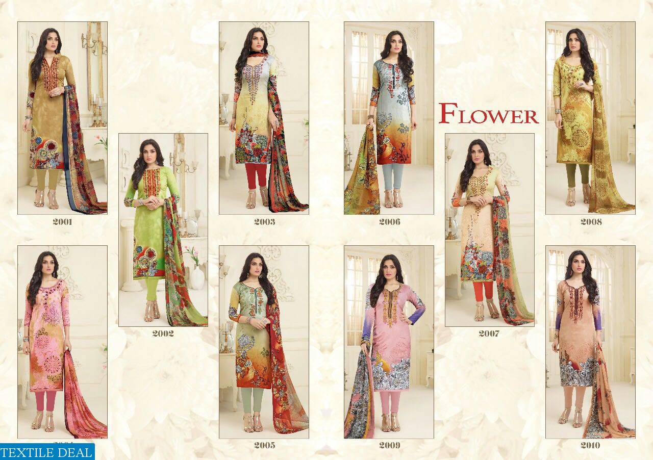Flower vol-1 Wholesale  Glace cotton Dress material